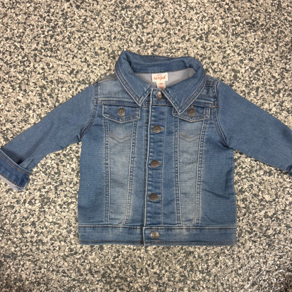 Cat and Jack Light Blue Kids Denim Jacket with Button Front
